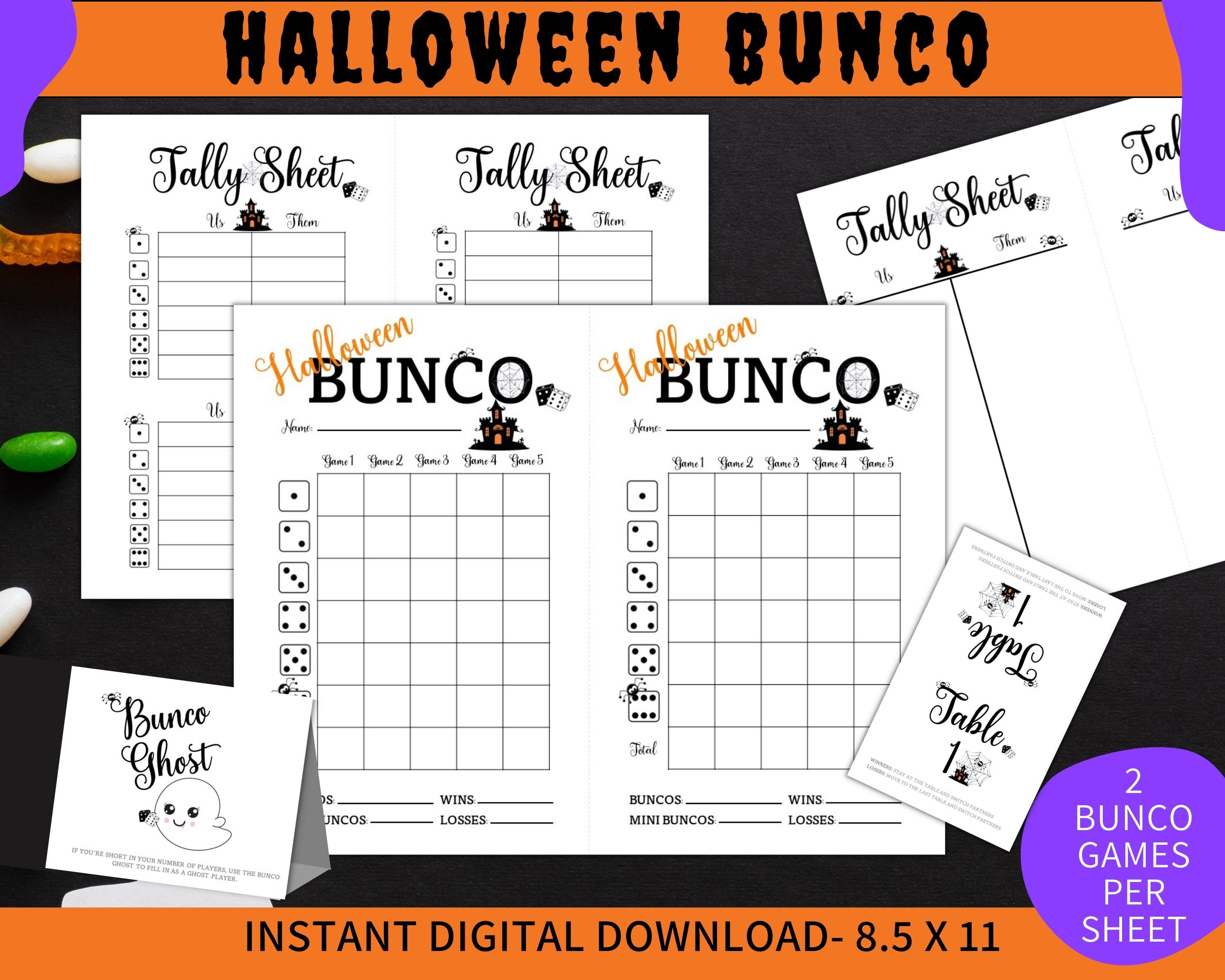 Halloween Bunco Printable Game Set, Ladies Game Night Activity, Bunco ...