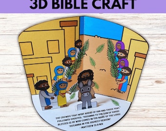 Triumphal Entry Palm Sunday Bible Craft, Easter Bible Story 3D Printable Craft for Holy Week Sunday School Bible Activity Triumphal Entry