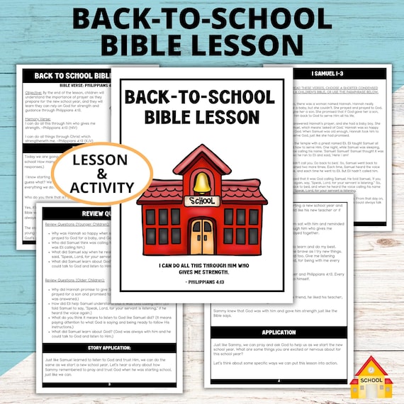 Back to School Prayer Bible Lesson Sunday School Activity, Children's Church Lesson for Back to School and Prayer Bookmark Craft for Kids