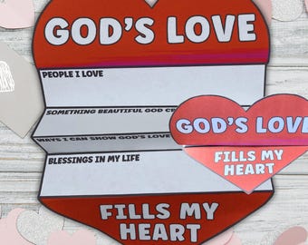 Valentine's Day Bible Lesson Craft, Christian Valentine's God's Love Sunday School Heart Art Craft, Children's Church Valentine  Love Craft