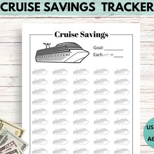 Cruise Savings Challenge Printable Tracker, Vacation Cash Envelope Tracker, A6 Cruise Saving Challenge for Budget Binders, Cruise Vacation