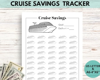 Cruise Savings Challenge Printable Tracker, Vacation Cash Envelope Tracker, A6 Cruise Saving Challenge for Budget Binders, Cruise Vacation