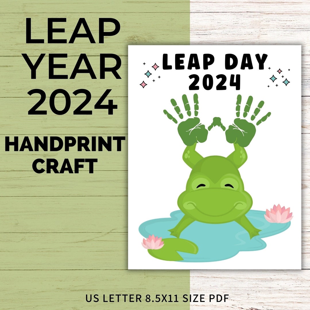 Leap Day Handprint Craft, Leap Year 2024 Frog Handprint Art, Toddler