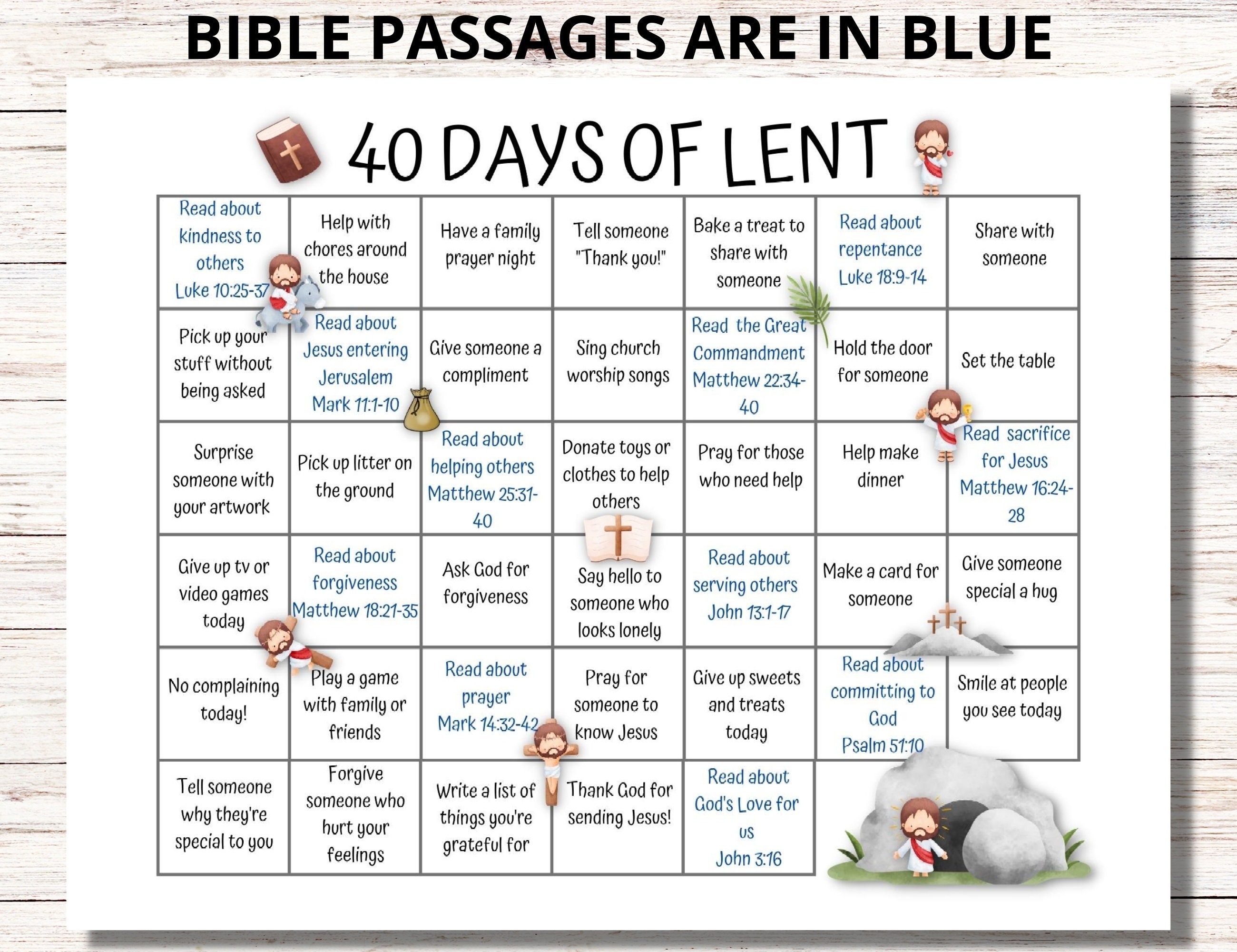 Lent Calendar 2023 40 Days of Prayer Lent Lenten (Instant Download) Etsy