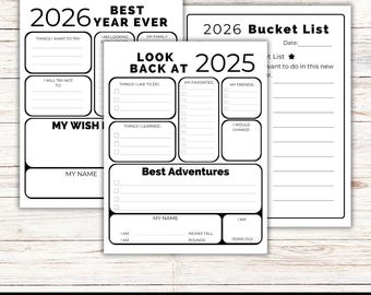 2026 New Year Time Capsule Reflection and Goal Setting Bundle, 2025 Year in Review, New Year Goal Plan, 2026 Bucket List, 2026 Resolution