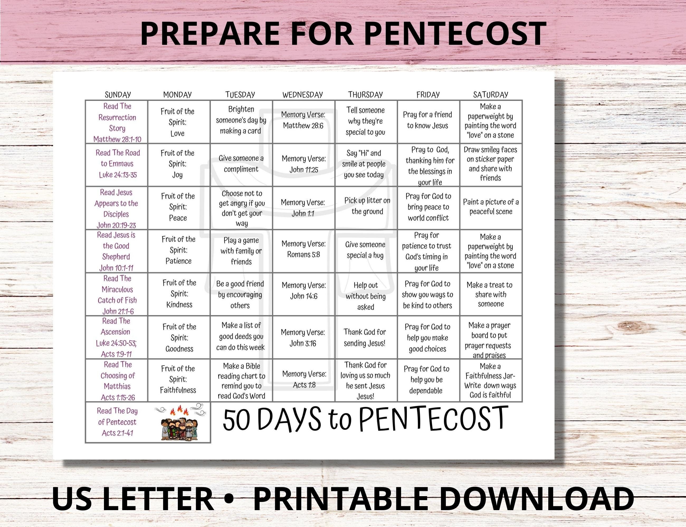 Pentecost Activity Calendar for Kids, Fruit of the Spirit Study, Faith ...