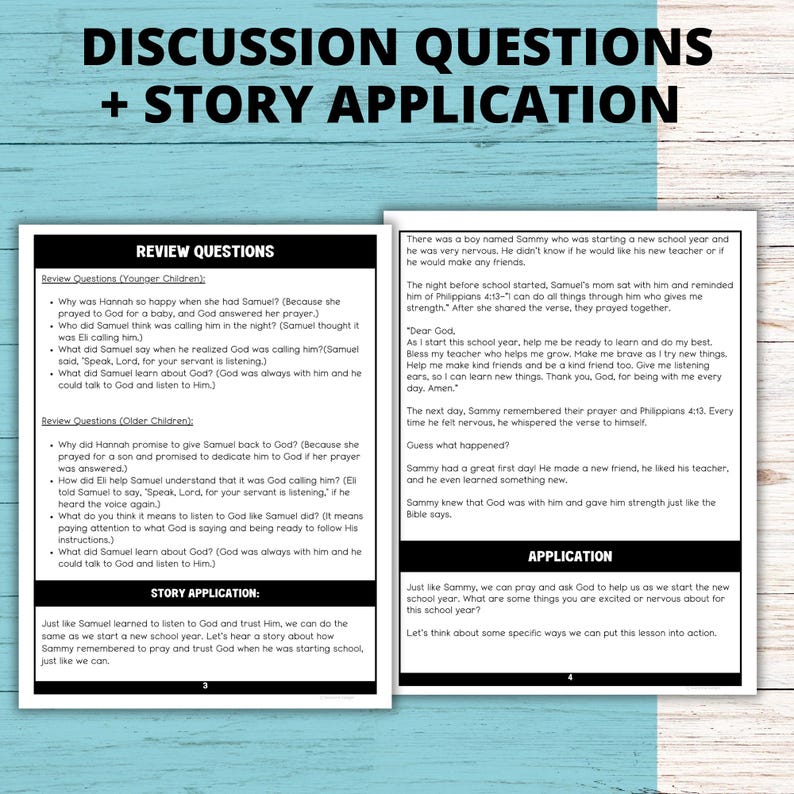 May include: A printable worksheet with discussion questions and a story application for children. The worksheet features a story about a boy named Sammy who is starting a new school year and is nervous. The worksheet includes questions about the story and how to apply the lesson to real life.