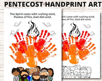Pentecost Handprint Craft Acts 2 Bible Story, Handprint Art Activity for Toddlers and Preschool, Holy Spirit Day of Pentecost Sunday School