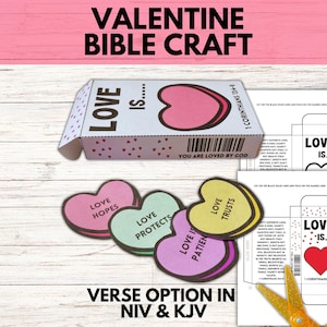 Valentine&#39;s Day Bible Craft, Christian Valentine&#39;s Love is Candy Box Sunday School Craft, Children&#39;s Church Kids Valentine Day Love Craft