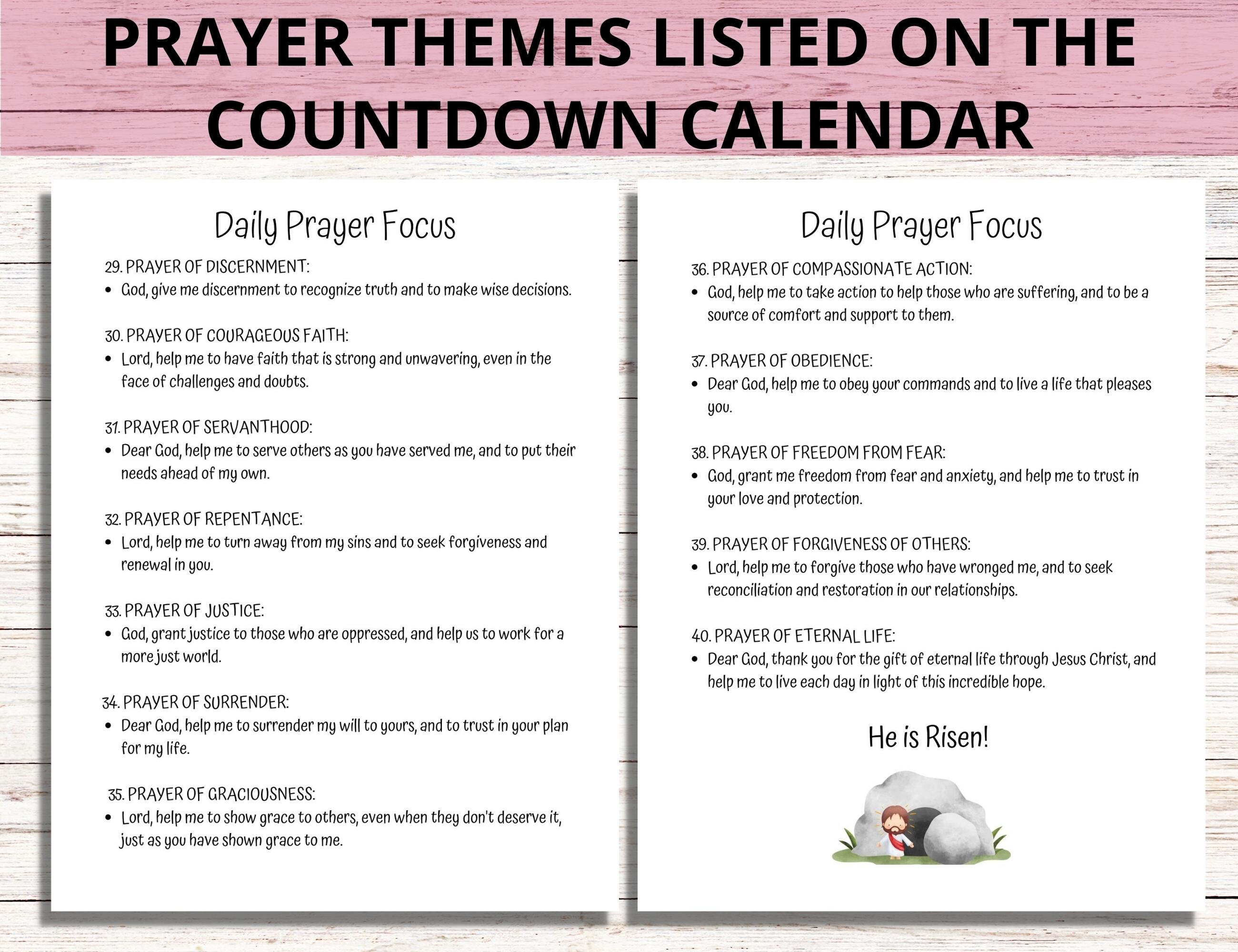 40 Days of Prayer Lenten Calendar Lent Prayer Calendar for Etsy