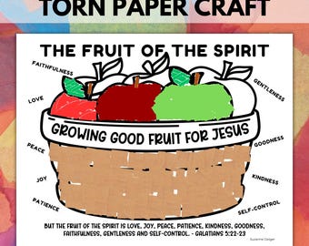 Fruit of the Spirit Torn Paper Bible Craft, Galatians 5:22-23 Sunday School Apple Basket Tissue Paper Craft, Preschool Apple Bible Activity