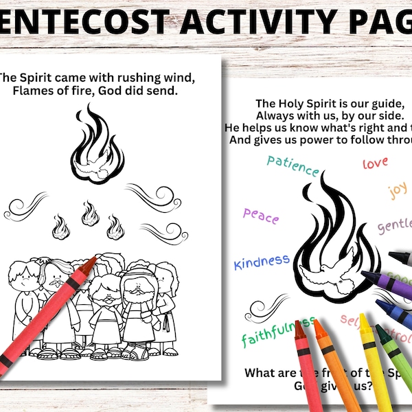 Pentecost Sunday Craft Coloring Pages Acts 2 Bible Story Craft, Holy Spirit Day of Pentecost Sunday School Printable Activities for Kids
