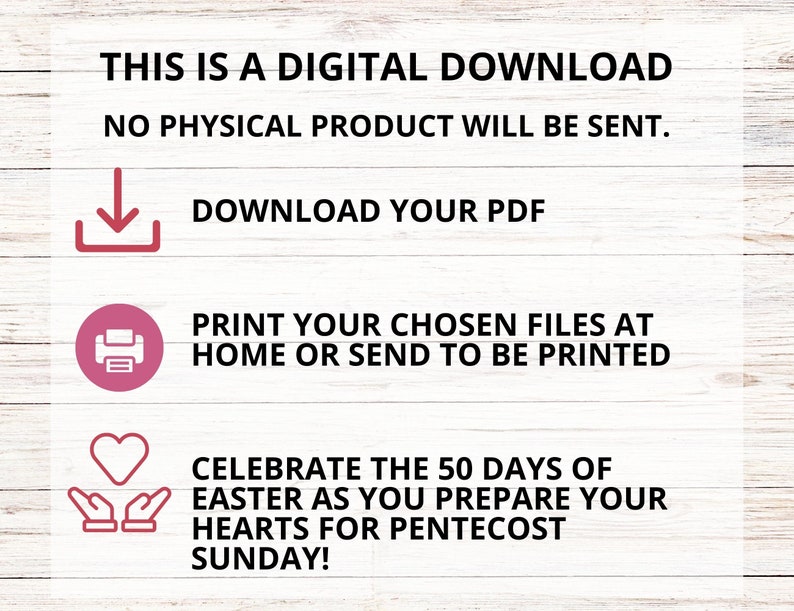 Pentecost Countdown Printable Calendar, 50 Days of Easter Calendar ...