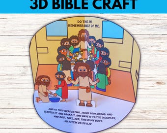 The Last Supper Bible Craft Activity, Last Supper Easter Bible Story 3D Printable Craft for Holy Week Sunday School, Last Supper Devotional
