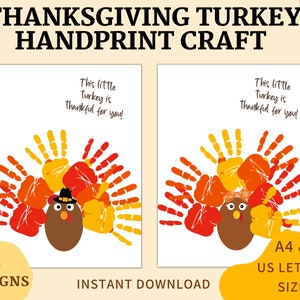 Thanksgiving Turkey Handprint Craft, Autumn Preschool and Toddler ...