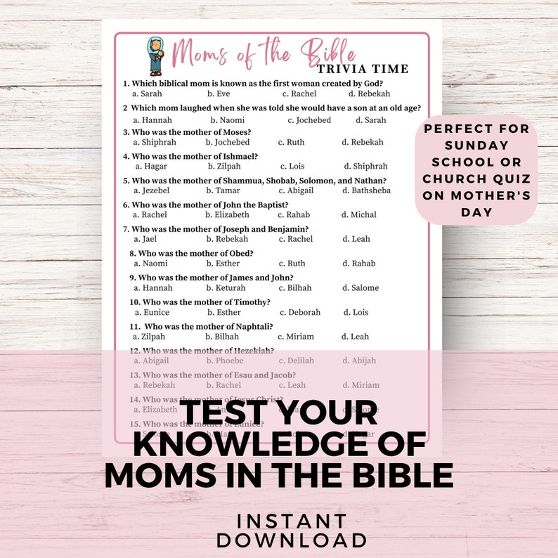 Mothers Day Mothers of the Bible Trivia for Church and Bible Study ...