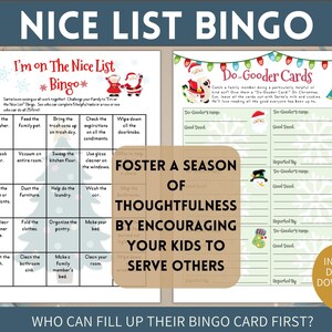 Kerst mooie lijst vriendelijke daden bingo, afdrukbare vakantie vriendelijkheidsactiviteiten voor kinderen, willekeurige daden van vriendelijkheid bingo om empathie op te bouwen