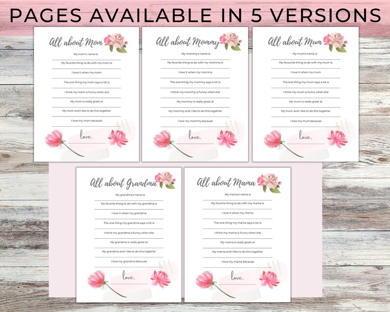 All About Mom Printable Gift for Mother's Day - Etsy
