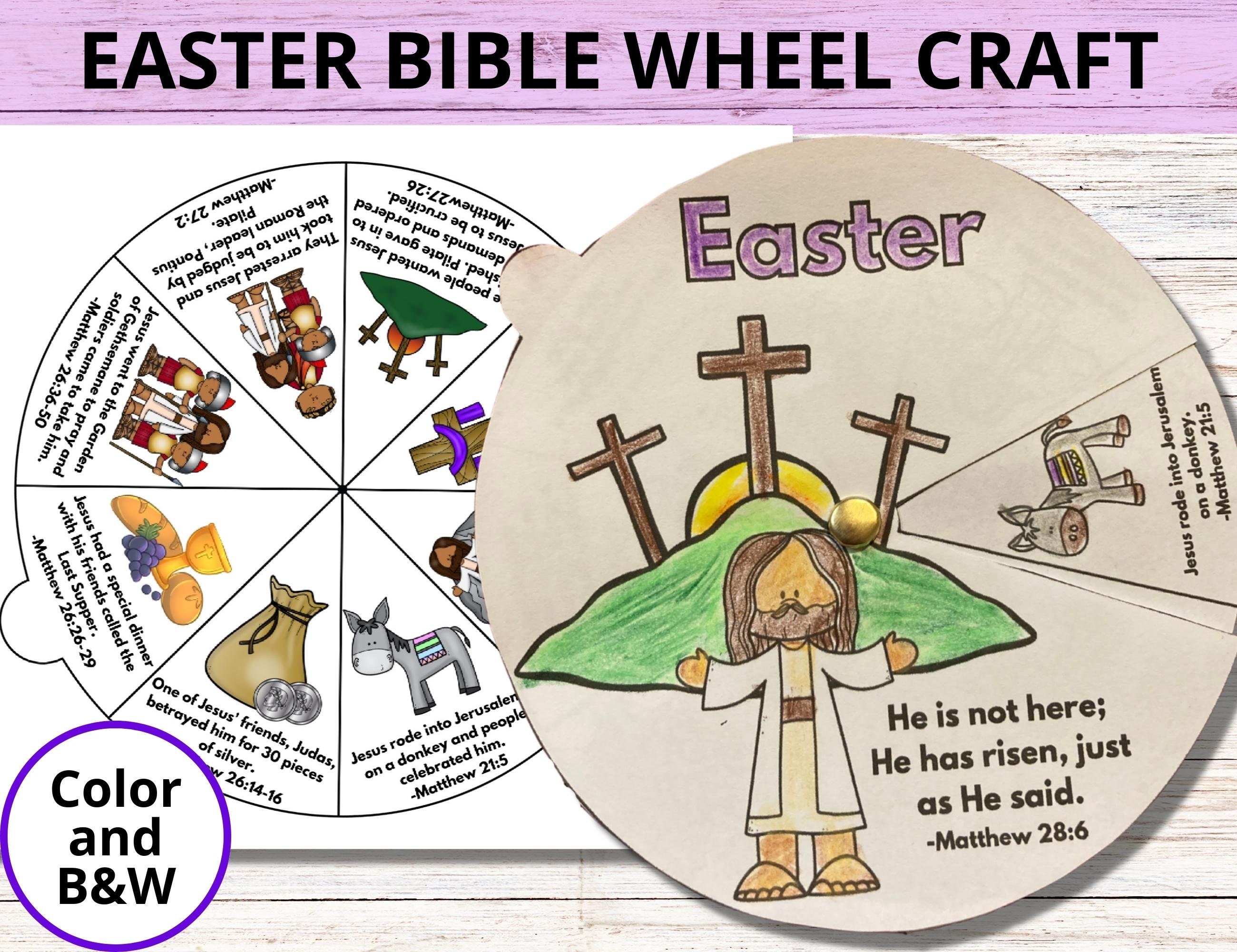 Easter Sunday School Craft Easter Bible Story Coloring Wheel - Etsy UK