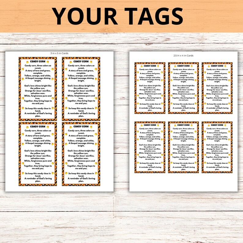 Christian Halloween Candy Corn Gospel Treat Tag Printable Poem, Candy ...