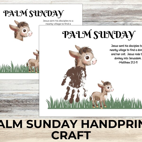 Palm Sunday Handprint Craft, Easter Sunday School Handprint Art for Toddler and Preschool, Printable Christian Easter Bible Daycare Activity