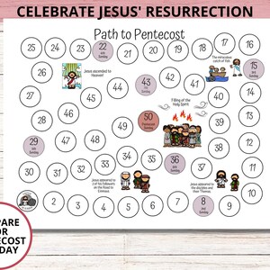 Pentecost Countdown Printable Calendar, 50 Days of Easter Calendar, Kids Faith Formation Class, Catholic Pentecost Bible Activity for Kids