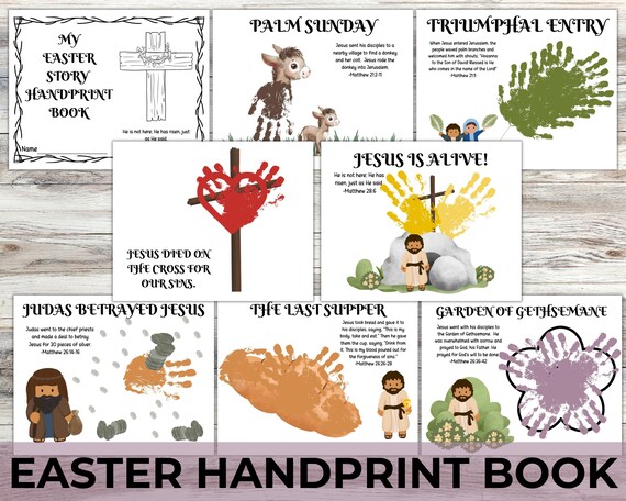 Holy Week Handprint Craft Activity,  Easter Sunday School Toddler Handprint Art, Christian Easter Printable Bible Craft, Easter Church Craft
