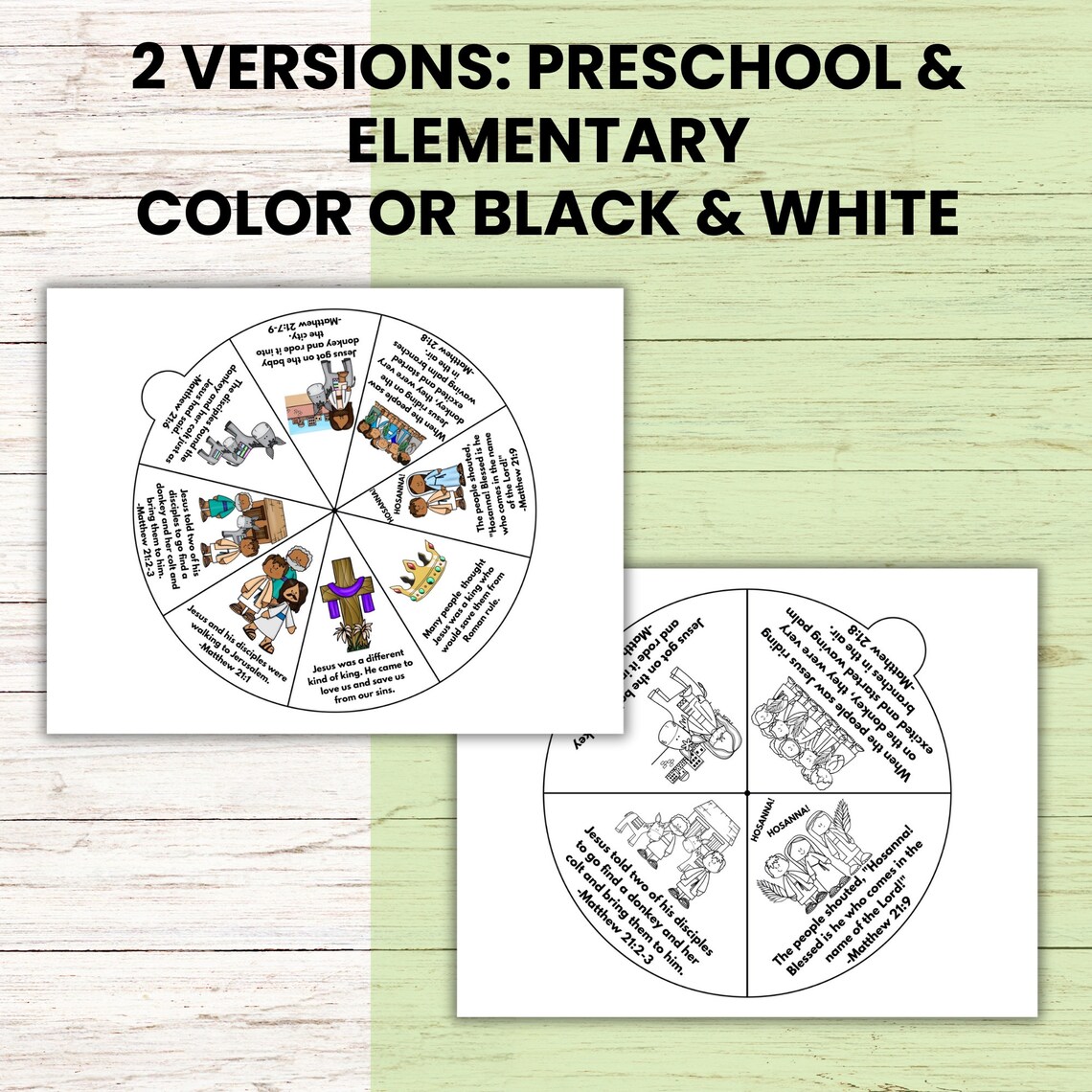 Palm Sunday Bible Lesson and Story Wheel Craft Bundle, Triumphal Entry ...