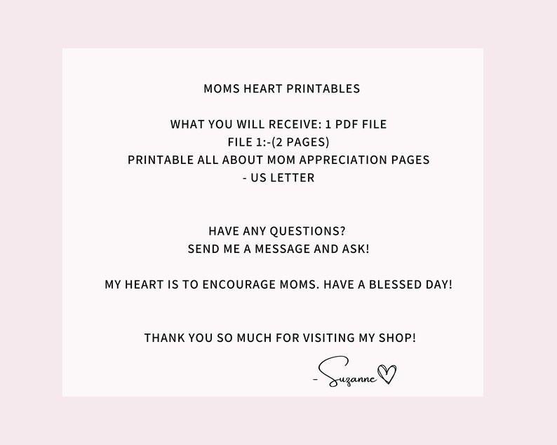 All About Mom Printable Gift for Mother's Day - Etsy