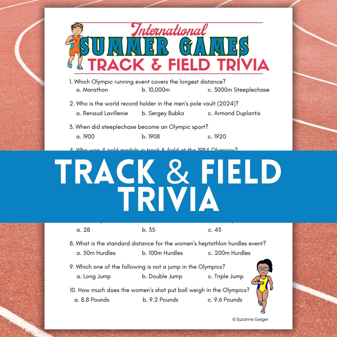 Track and Field Trivia Party Game, Track Summer Games 2024 Printable