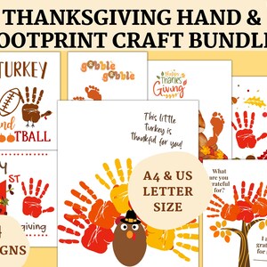 Thanksgiving Handprint Craft, Autumn Preschool and Toddler Hand and Footprint Art Activity, Handprint Art, Holiday Keepsake Handprint Craft