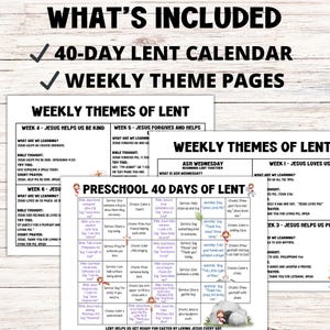 Preschool 40 Days Lenten Calendar 2026, Christian Lent Activities for ...