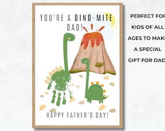 Huella de mano DIY del Día del Padre imprimible, regalo de recuerdo de bricolaje para la actividad de papá de los niños, artesanía de huellas de mano del día del padre de la guardería preescolar para papá