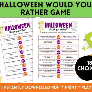 Halloween ¿Preferirías juego para niños, Fiesta de Halloween para romper el hielo para el hogar o la escuela, Actividad de Halloween imprimible para niños, Juego de fiesta?