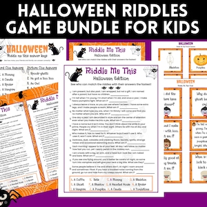 Halloween Riddle Me This Game Bundle for Kids, Party Game with Picture Answers, Home or Class Halloween Party, Printable Party Ice Breakers