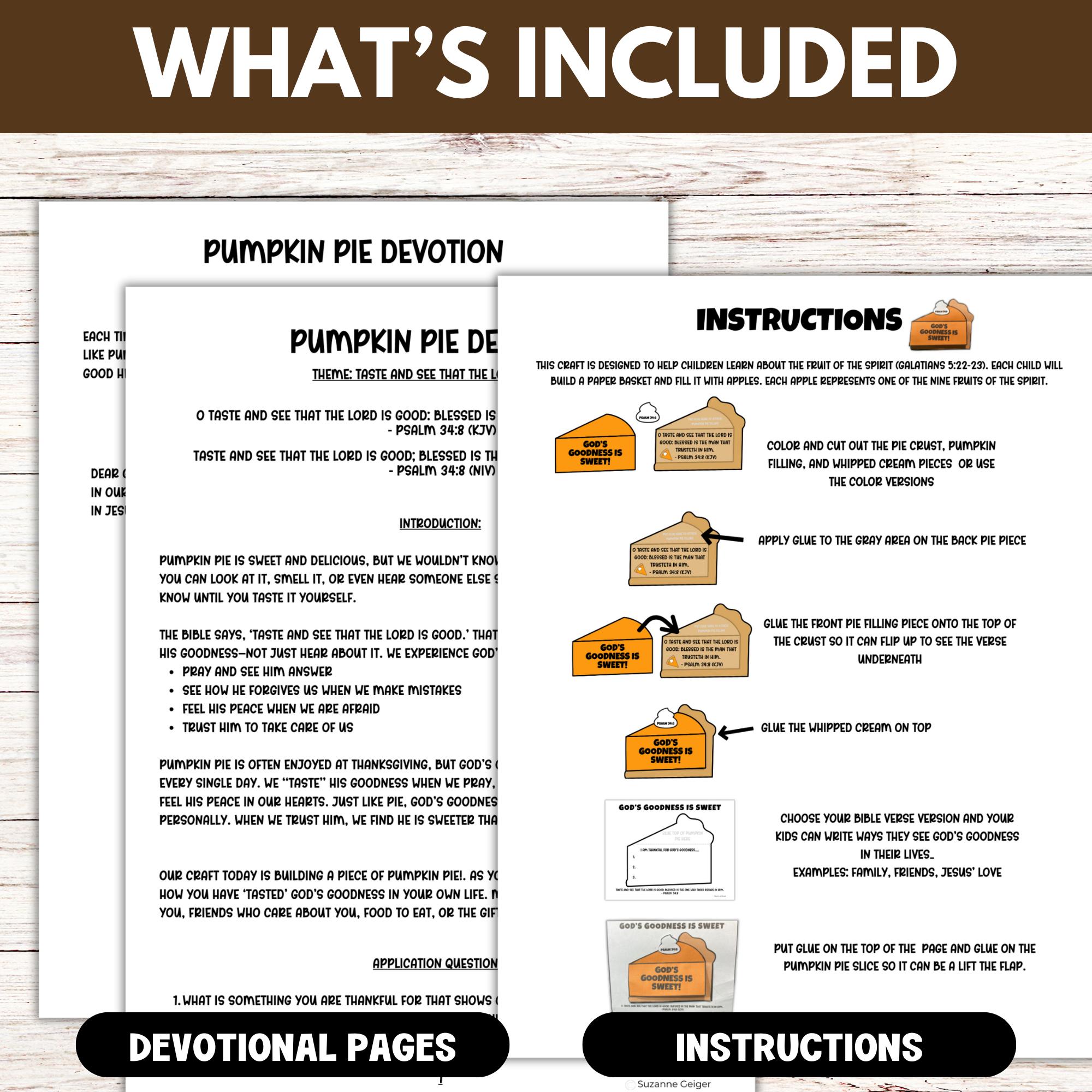 Thanksgiving Fall Pumpkin Pie Bible Lesson Craft Printable, Sunday ...