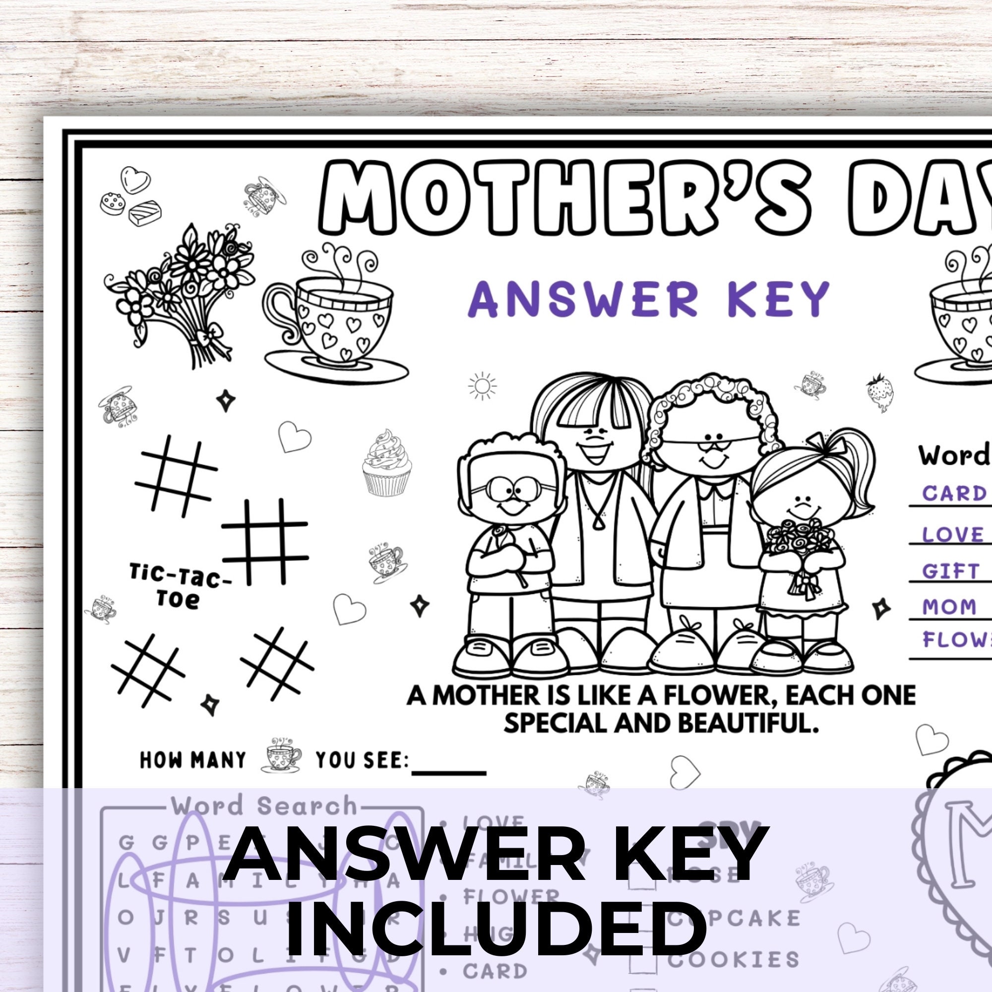 Mothers Day Bible Activity Coloring Placemat, Mothers Day Church Games ...