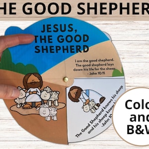 Jesus der gute Hirte Bibel Spinner Handwerk, Johannes 10: 1-16 Bibellektion, Sonntagsschule druckbar, Guter Hirte Christliche Aktivitäten für Kinder