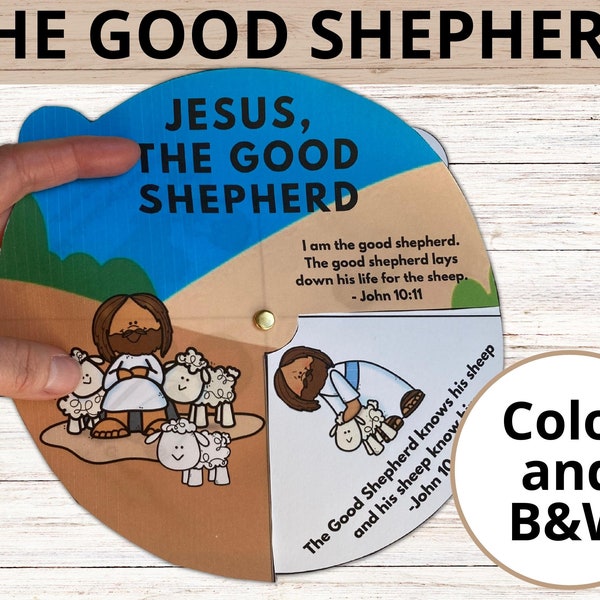 Jesus the Good Shepherd Bible Spinner Craft, John 10:1-16 Bible Lesson, Sunday School Printable, Good Shepherd Christian Activities for Kids