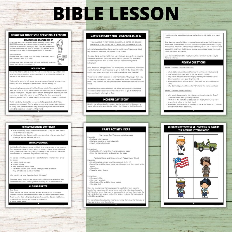 Veterans Day Honor Our Veterans Bible Lesson and Craft Activity, Sunday ...