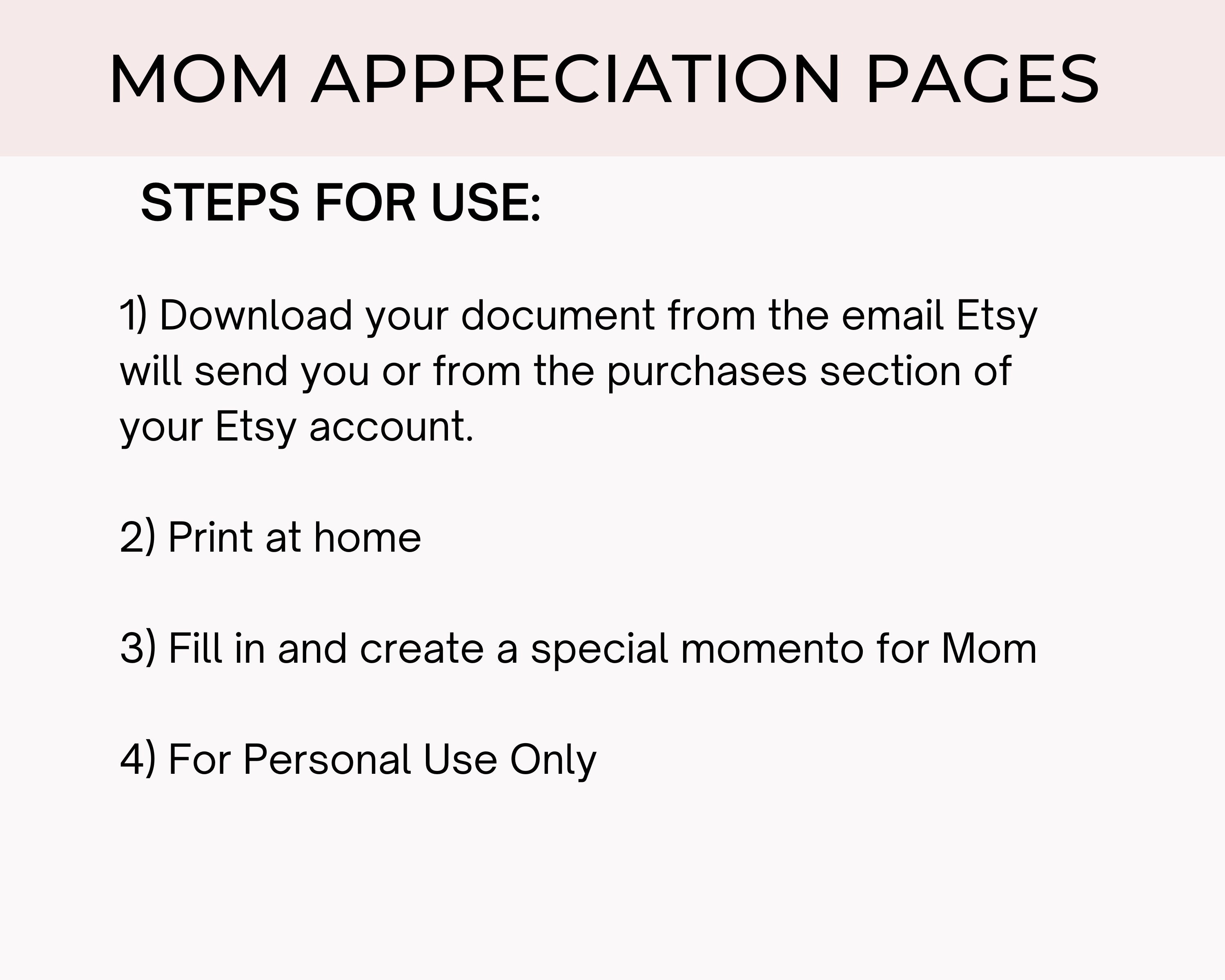 All About Mom Printable Gift for Mother's Day - Etsy