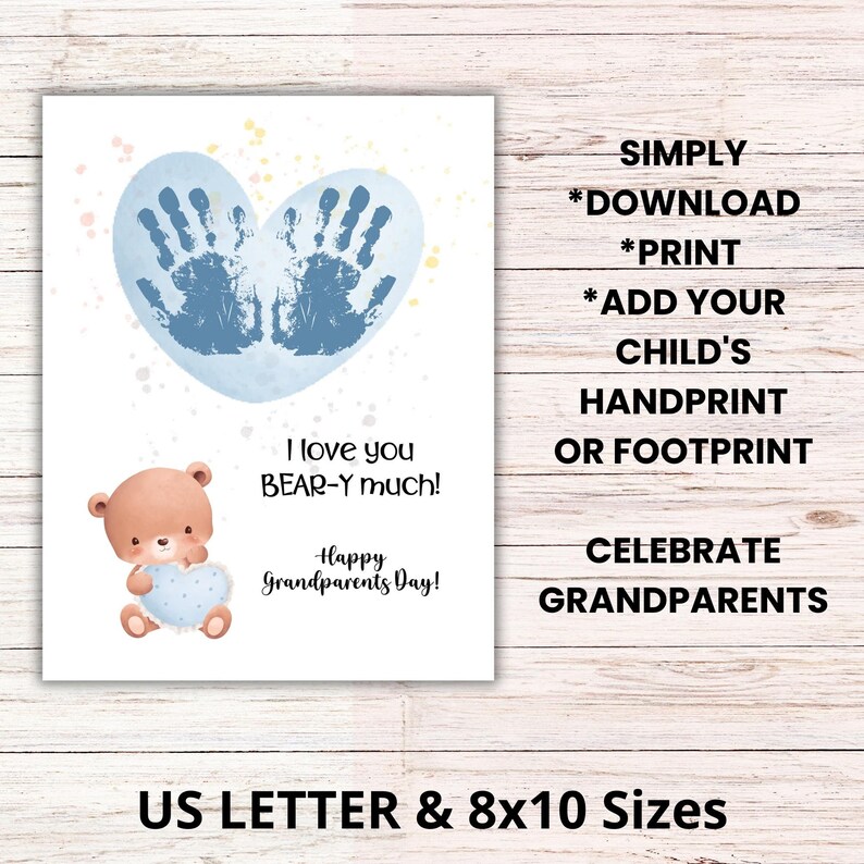 Grandparents Day Handprint Craft Printable Gift DIY Keepsake Etsy