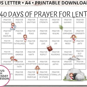 40 Days of Prayer Lenten Calendar, Lent Prayer Calendar for Kids, Ash Wednesday Study, Daily Prayer for Lent, Catholic Christian Families
