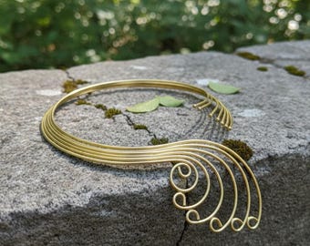 Collier ras de cou fabriqué à la main en laiton pour femme | Collier tendance minimaliste | Bijoux tribaux bohèmes | Tour de cou ouvert réglable