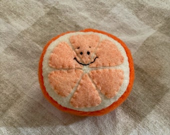 Smiley Grapefruit Felt Toy Pretend Play Felt Food Felt Fruit Gift for Kids