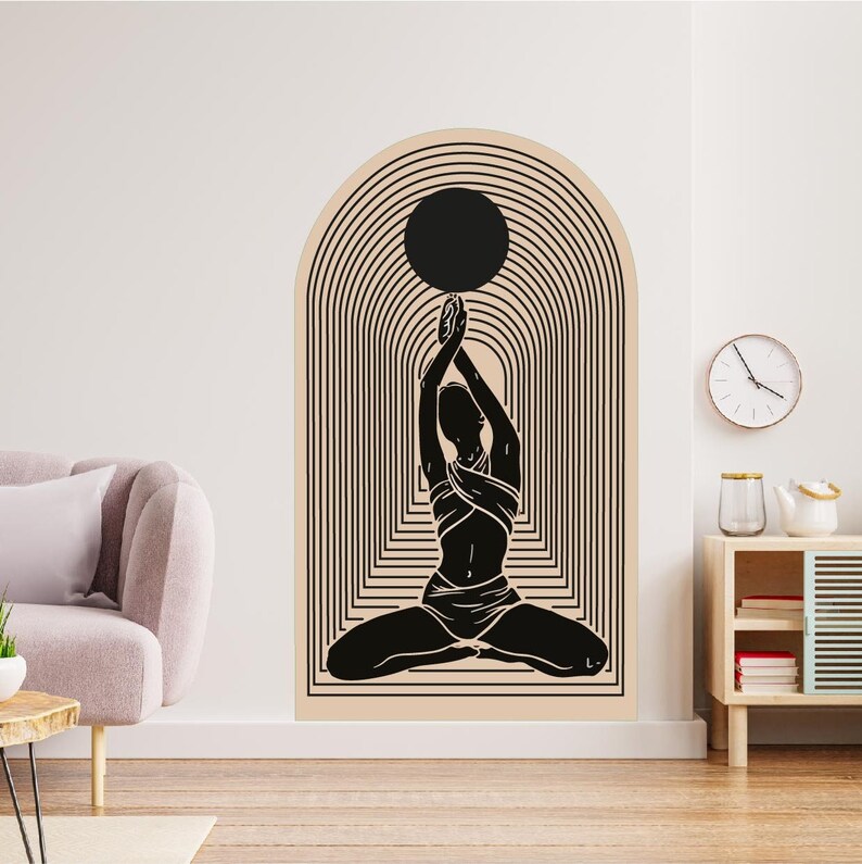 Yoga Pose Wall Decal Wall Decal Living Room Boho Wall Decal Etsy