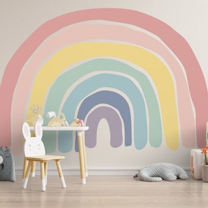 Watercolor Large Rainbow Wall Stickers, Kids Room Wall Decal, Waterproof Vinyl Wall Stickers, Nursery Wall Decal, Rainbow Wall Decor