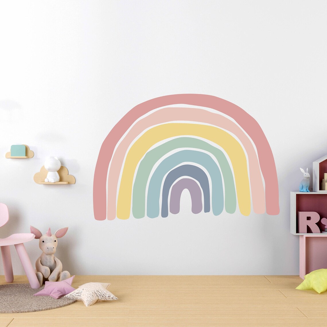 Watercolor Large Rainbow Wall Stickers Kids Room Wall Decal Etsy