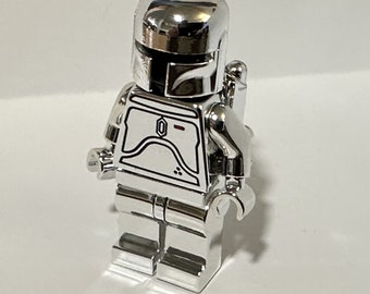 Lego Star Wars Custom Silver CHROM Boba Fett Minifigur Mandalorian Kopfgeldjäger