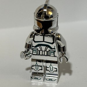 Lego Star Wars SILVERKROM Clone Trooper Clone Wars Stormtrooper Fas 1 Hjälm TRYCKT torso och hjälm